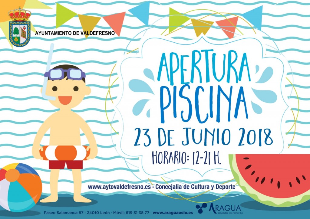 Cartel Piscina Verano Apertura Valdefresno